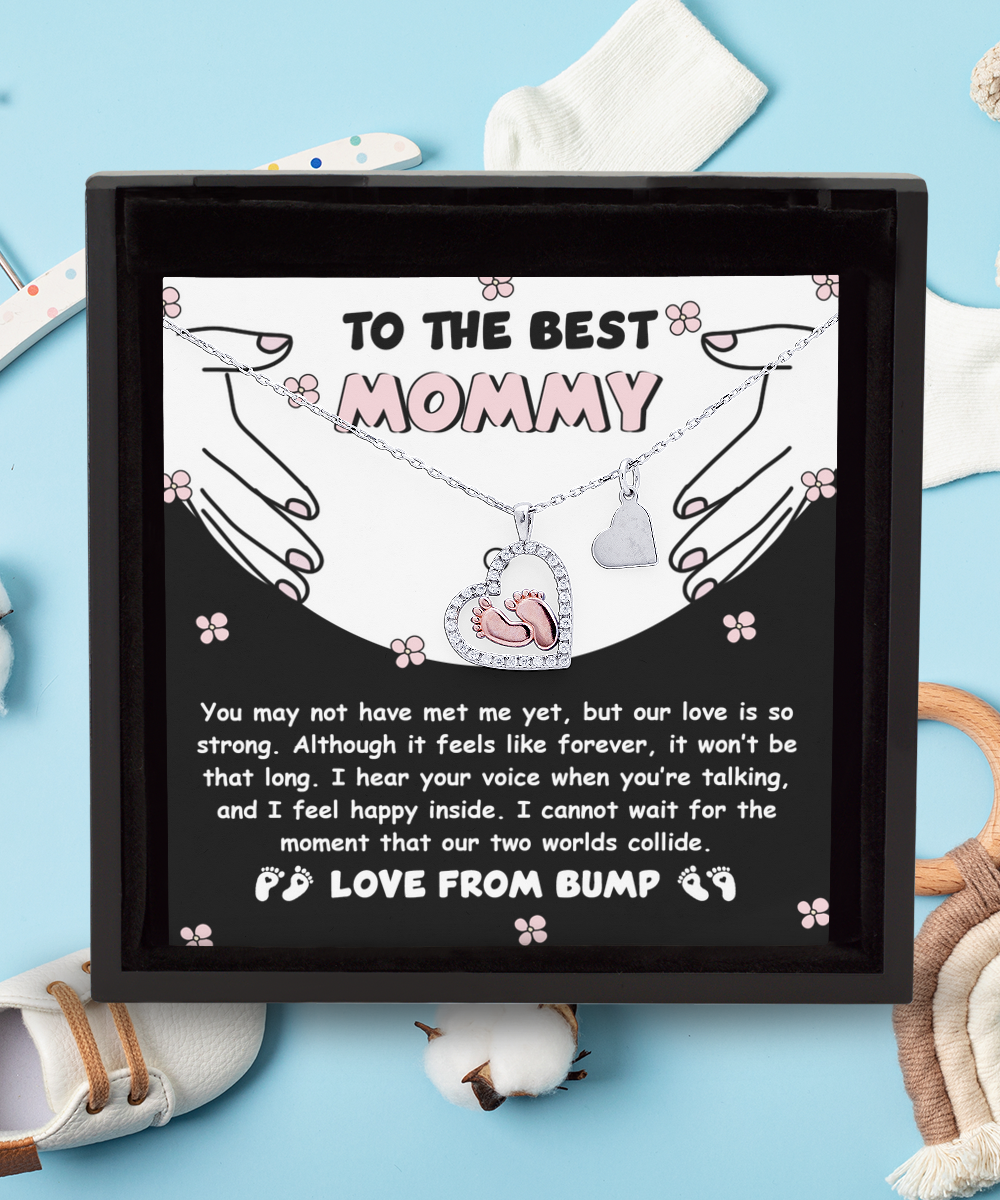Mom To Be - Two Worlds Collide - Baby Feet Necklace