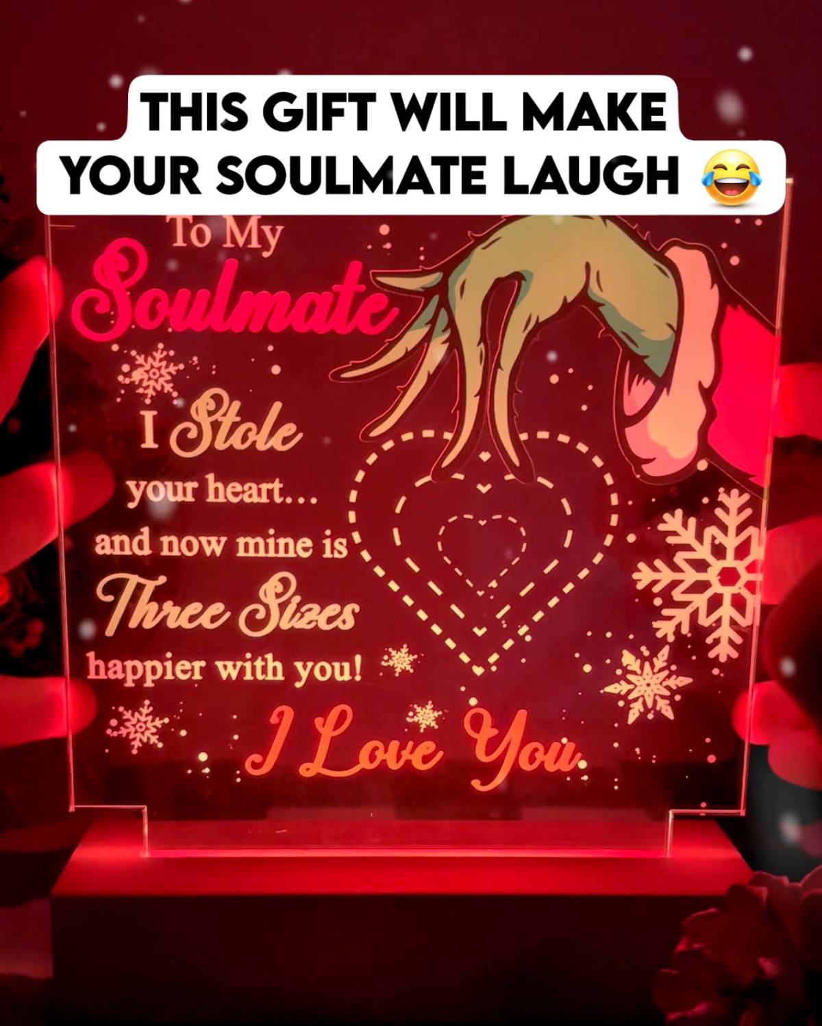 To My Soulmate, Grinch Acrylic Plaque For Wife From Your Husband, I Stole Your Heart, Acrylic Plaque
