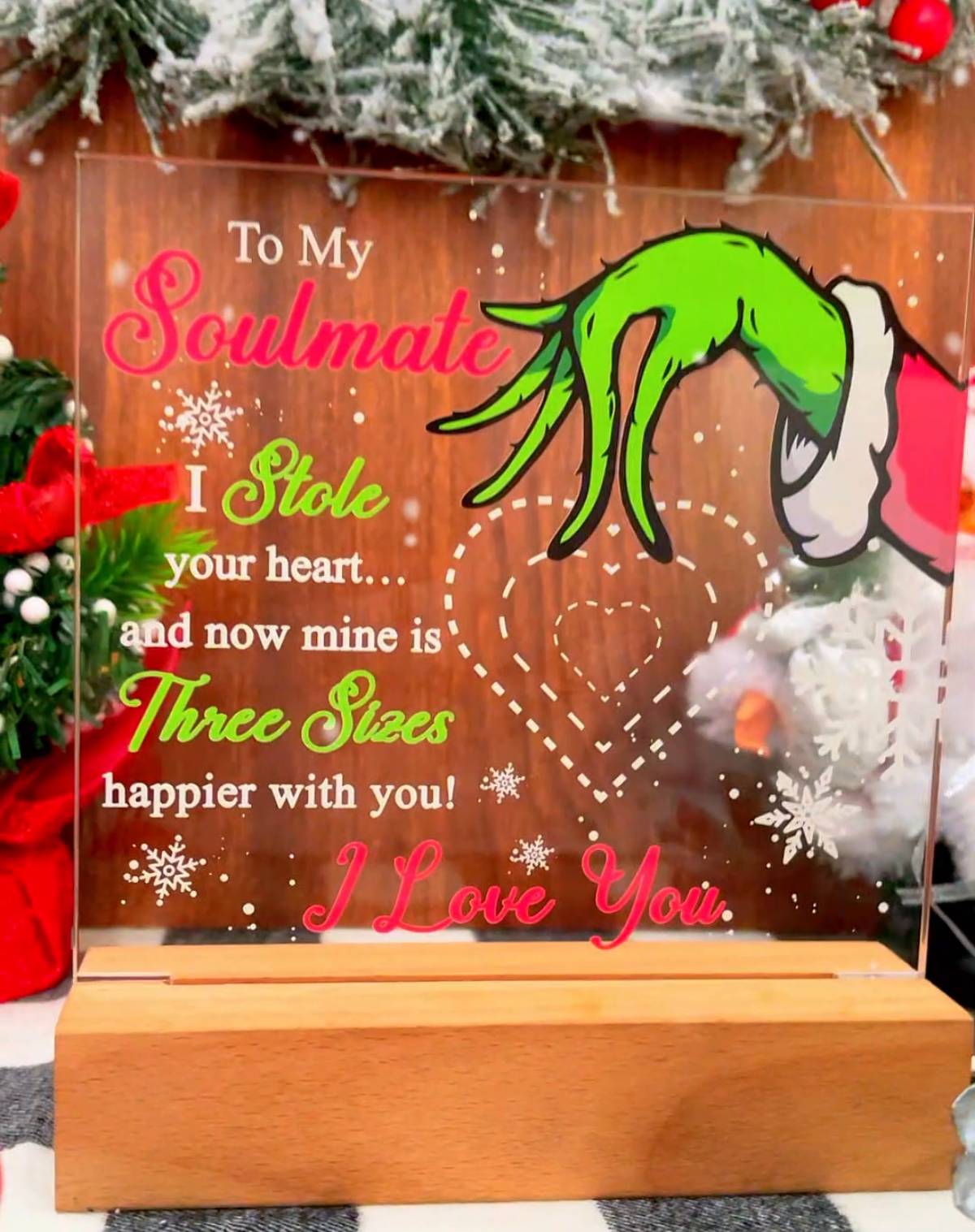 To My Soulmate, Grinch Acrylic Plaque For Wife From Your Husband, I Stole Your Heart, Acrylic Plaque