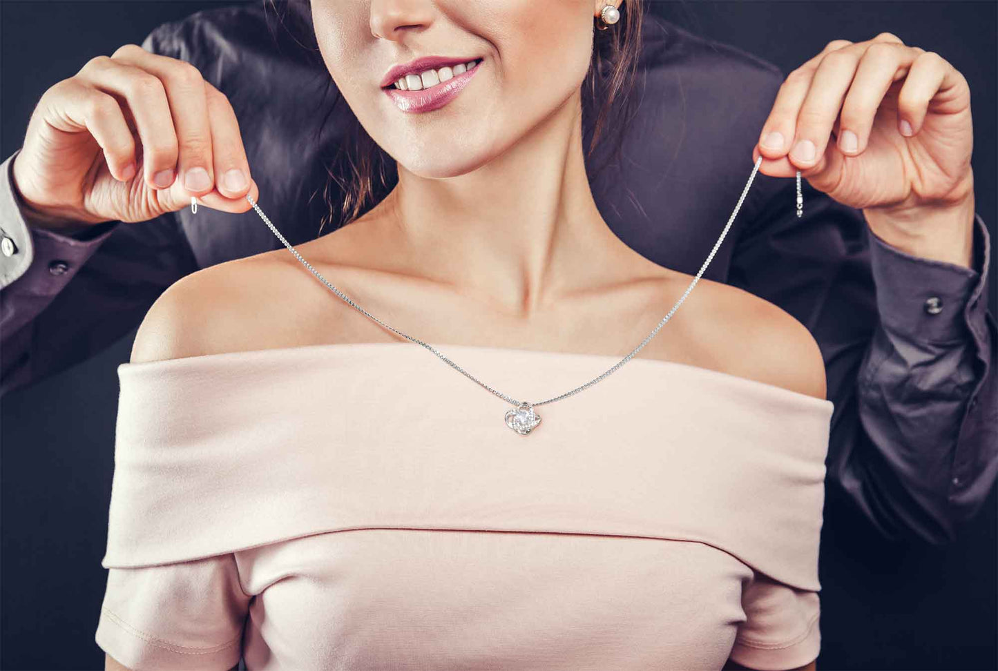 Christmas Message Card Jewelry, You Make My Life Complete, Love Knot Necklace Message Card