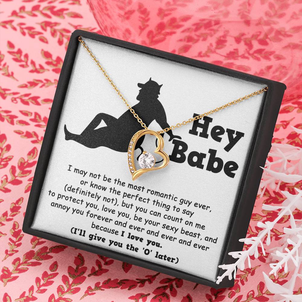 Funny Gift For Her, Not The Most Romantic Guy Ever, Forever Love Heart Necklace Message Card