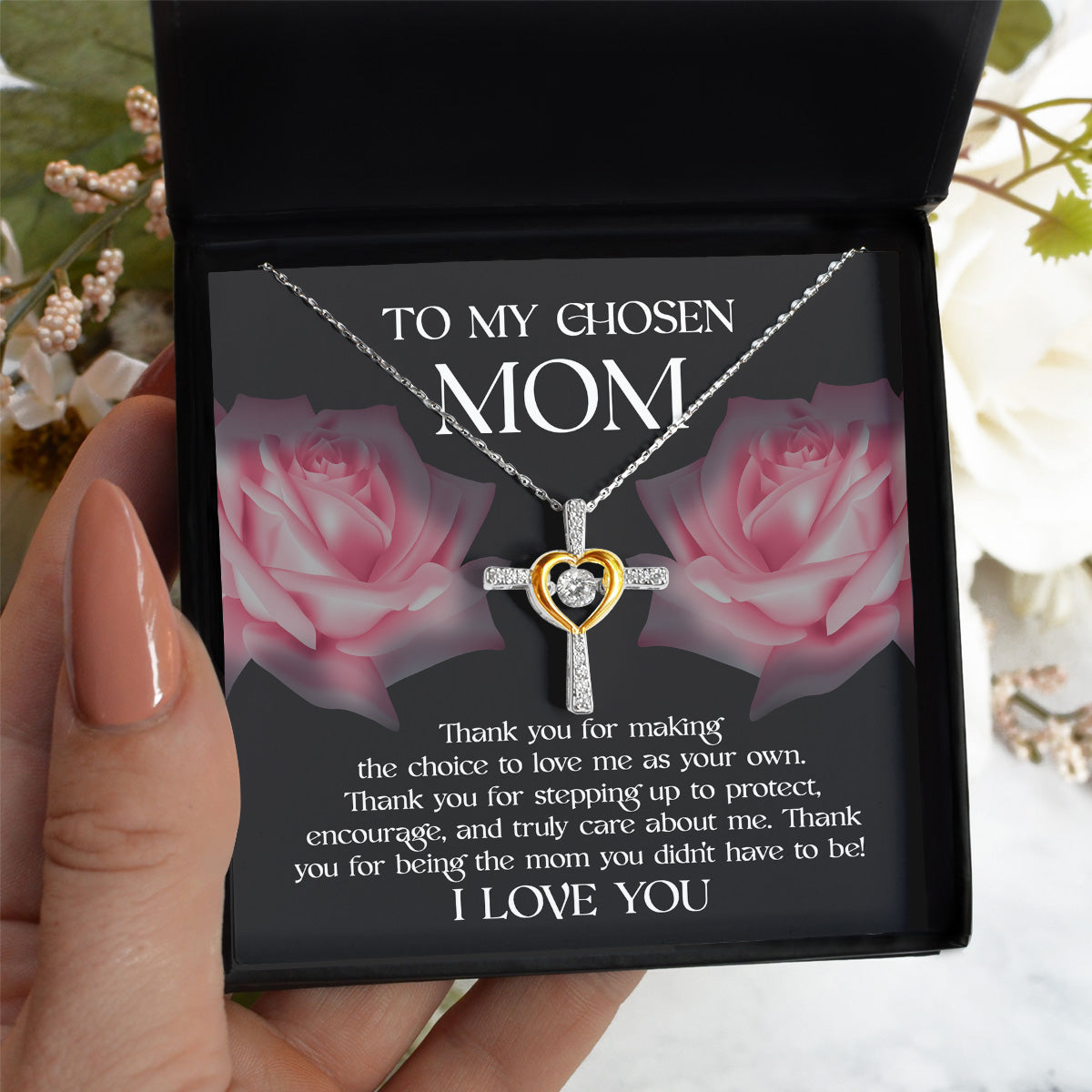 To My Bonus Mom - Thank You For Being The Mom You Didnt Have To Be! - Cross Dancing Necklace