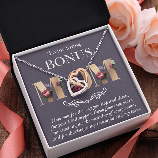 To My Bonus Mom, Throughout The Years, Interlocking Hearts Necklace