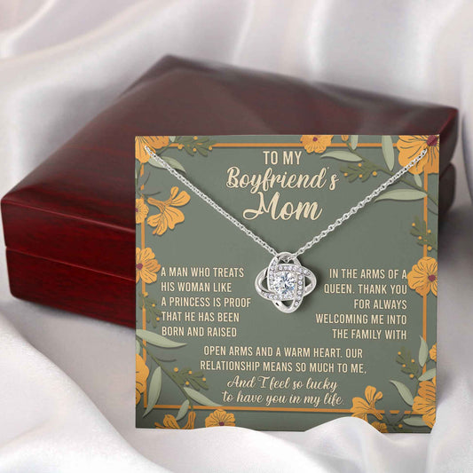 To My Boyfriend's Mom, Love Knot Necklace Message Card