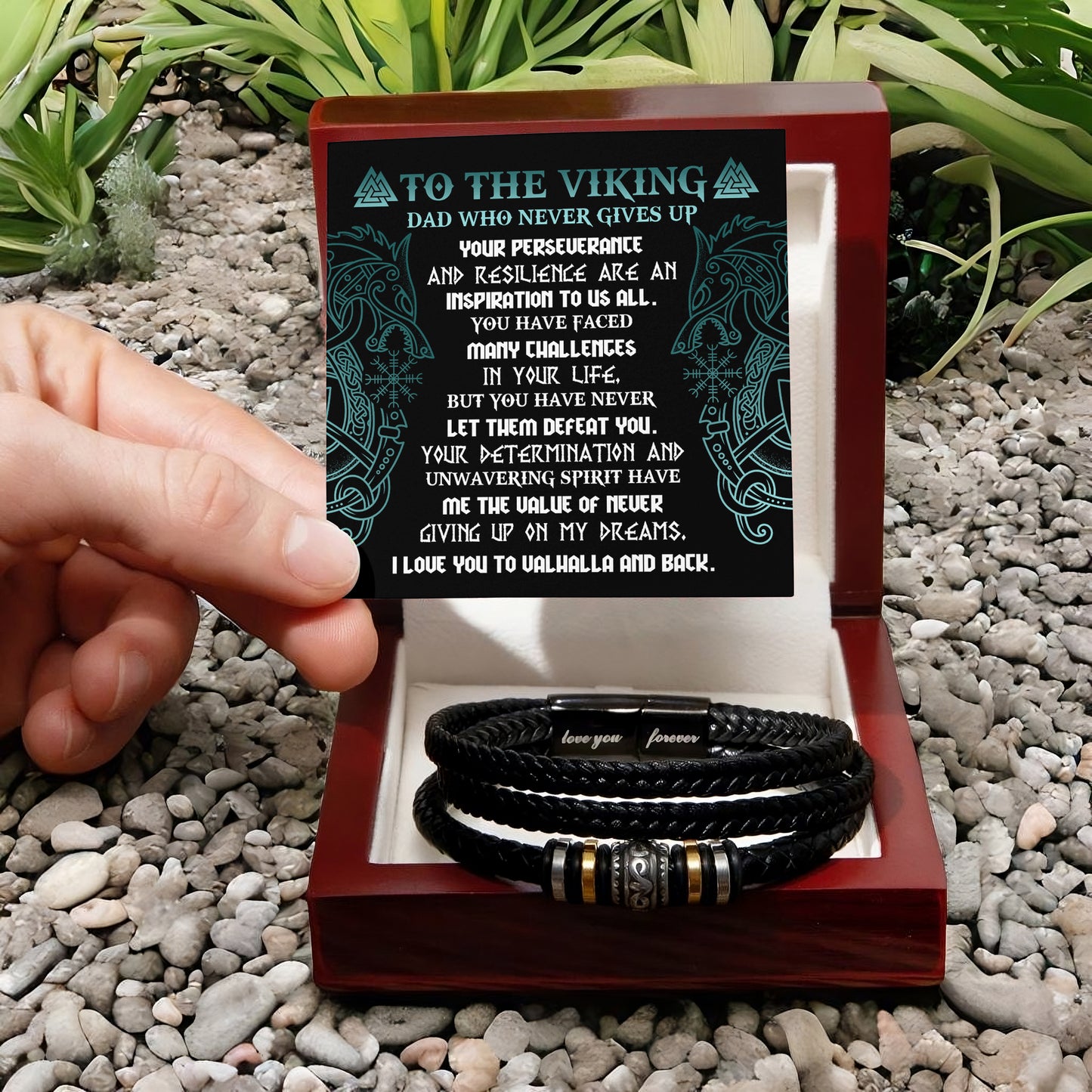 To My Dad, To My Viking Dad Who Never Gives Up, Love You Forever Bracelet, Gift For Dad