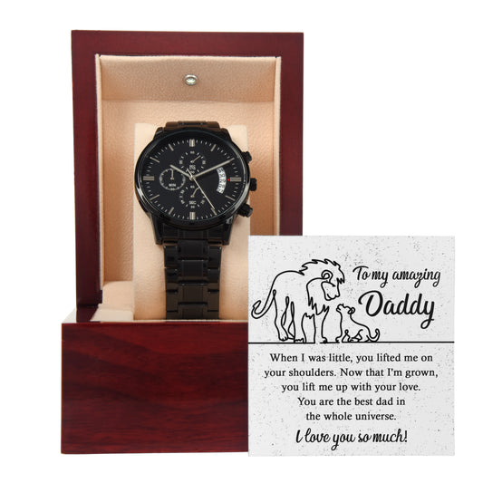 To My Amazing Dad, You Are The Best Dad In The Universe, Black Chronograph Watch, Gift For Dad