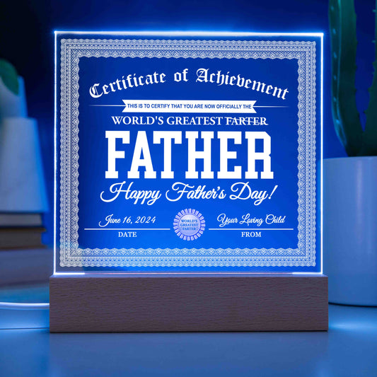 To My Dad, The Worlds Greatest Farter (Father), Happy Fathers Day, Funny Dad Gift, Square Acrylic Plaque