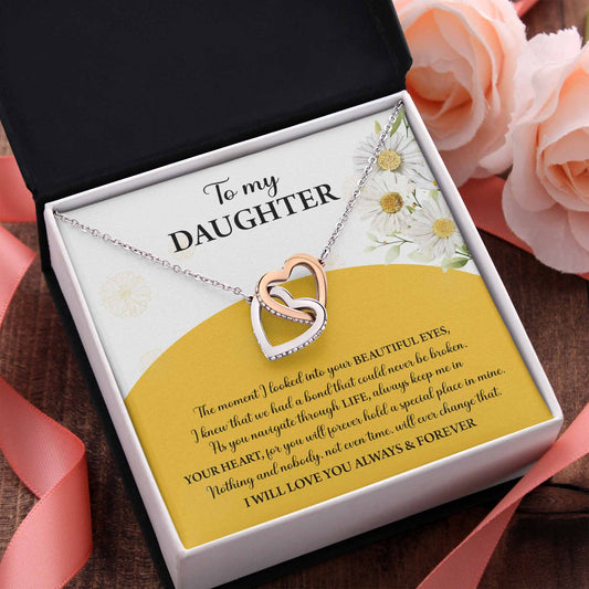 To My Daughter, A Special Place In My Heart, Interlocking Hearts Necklace