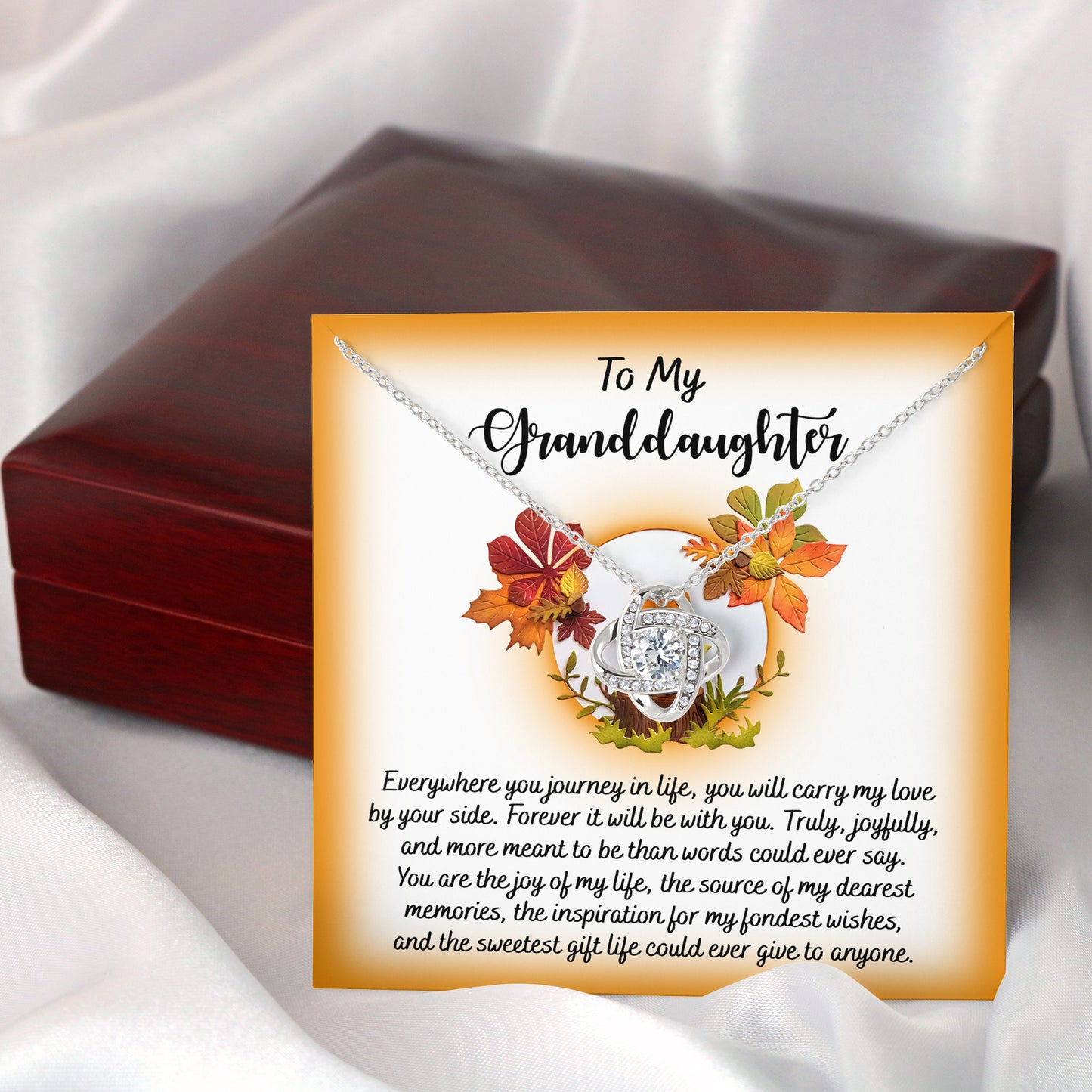 To My Granddaughter, You Are The Joy Of My Life, Love Knot Necklace, Gift For Granddaughter
