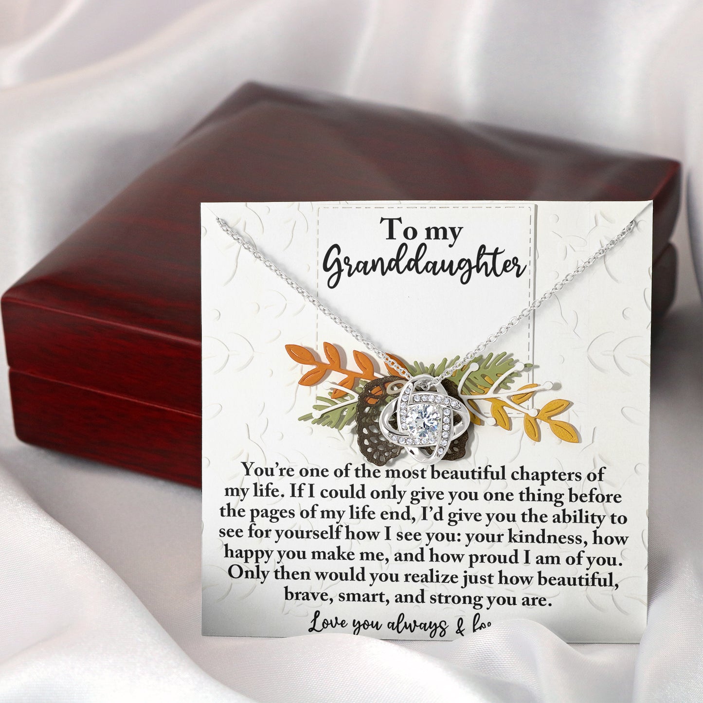 To My Granddaughter, If I Could Only Give You One Thing, Love Knot Necklace, Gift For Granddaughter