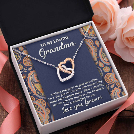 To My Loving Grandma, Interlocking Hearts Necklace