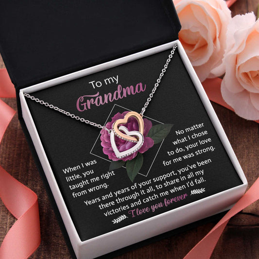 To My Grandma, Love For Me, Interlocking Hearts Necklace