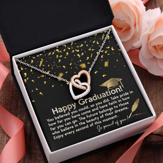 Happy Graduation, So Proud Of You, Interlocking Hearts Necklace