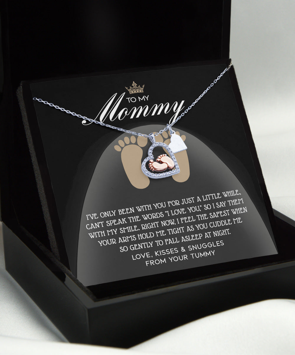 Mama To Be - I Love You - Baby Feet Necklace