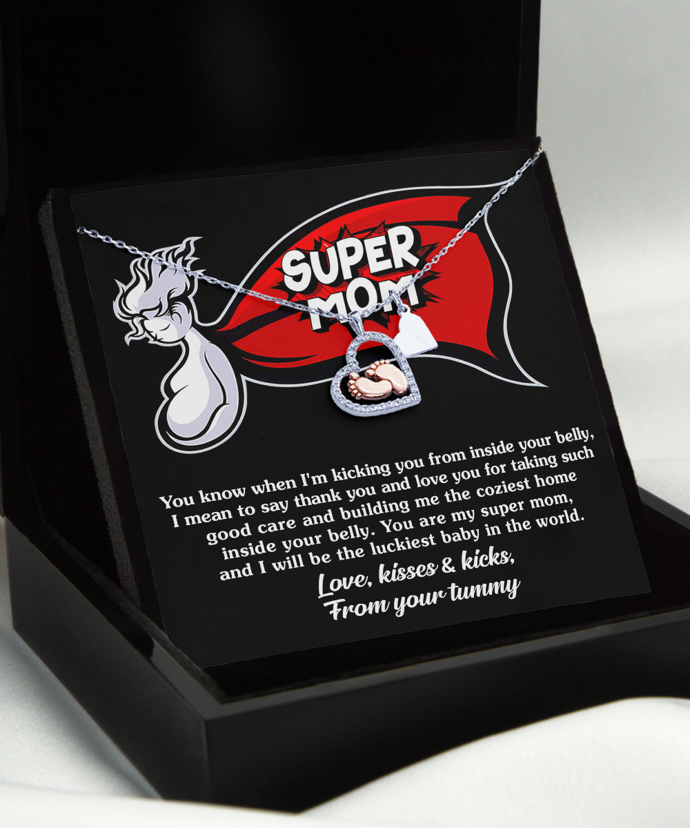 Mama To Be - My Super Mom - Baby Feet Necklace