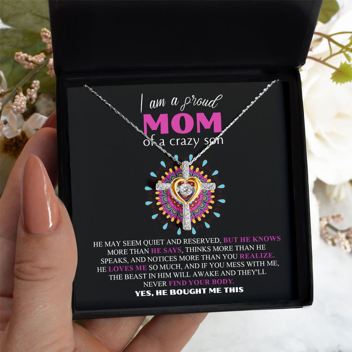 To My Mom - I'm A Proud Mom Of A Crazy Son - Cross Dancing Necklace