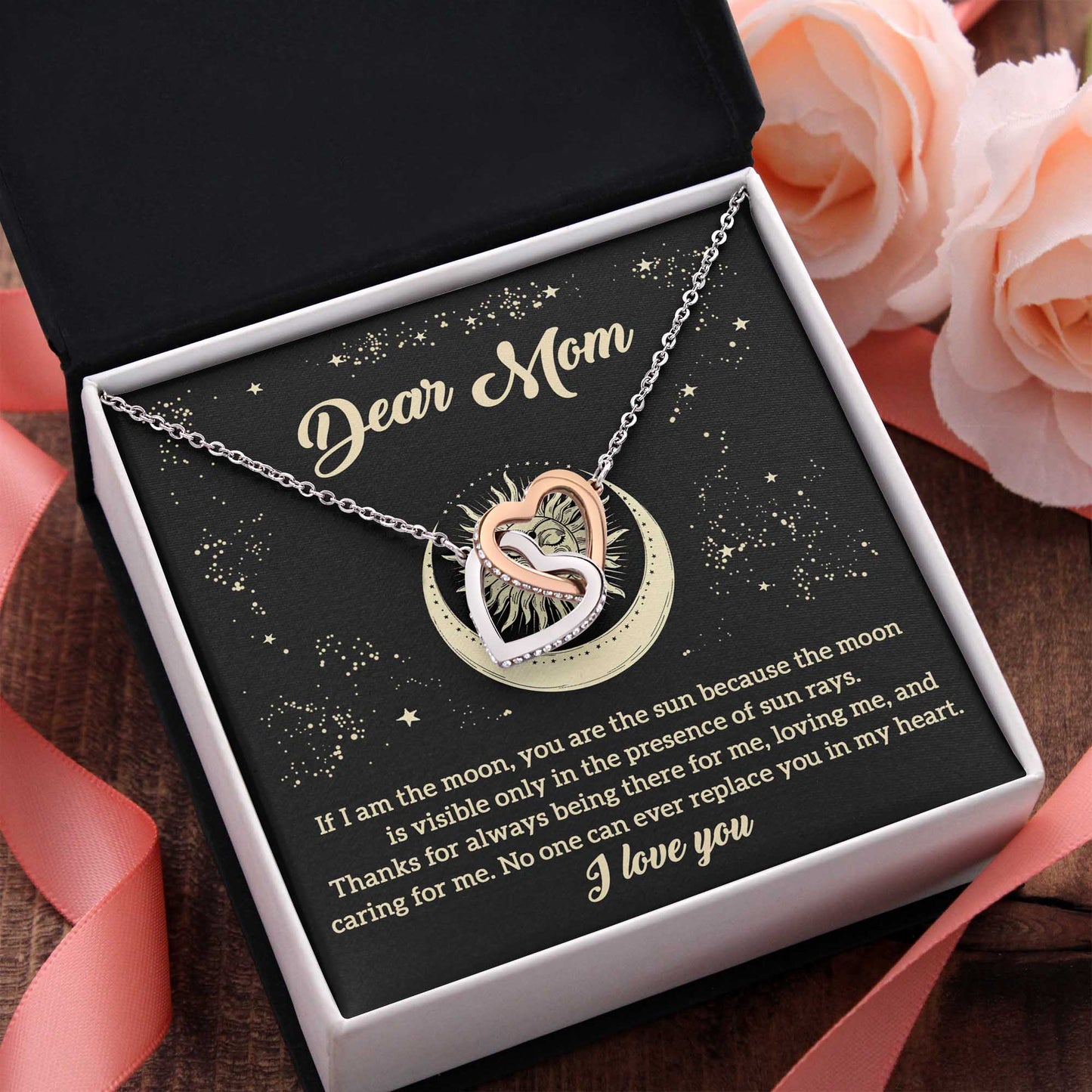 Dear Mom, Thanks For Always Being There For Me, Interlocking Hearts Necklace