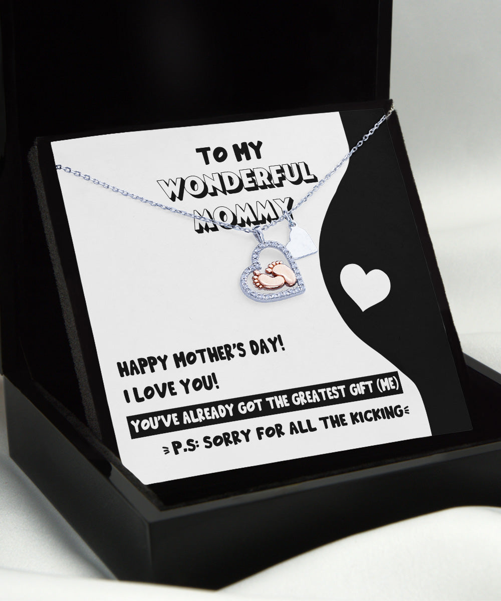 Mom To Be - The Greatest Gift - Baby Feet Necklace