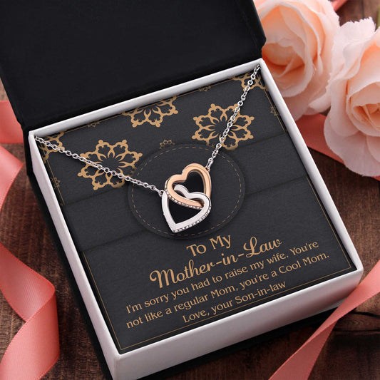 To My Mother-In-Law, From Your Son-In-Law, Interlocking Hearts Necklace