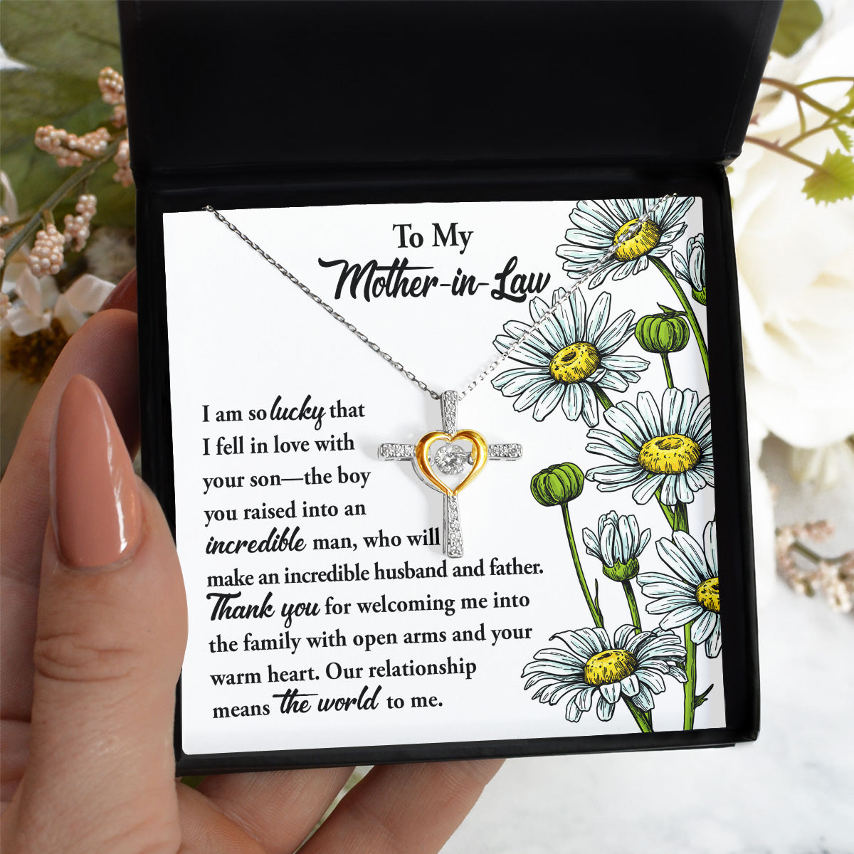 To My Mother-In-Law - Our Relationship Means The World To Me - Cross Dancing Necklace