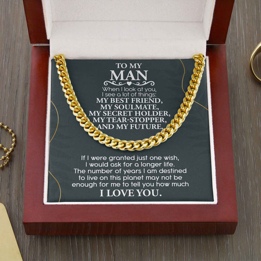 To My Man, My Best Friend, My Soulmate, And My Future, Cuban Link Chain Message Card