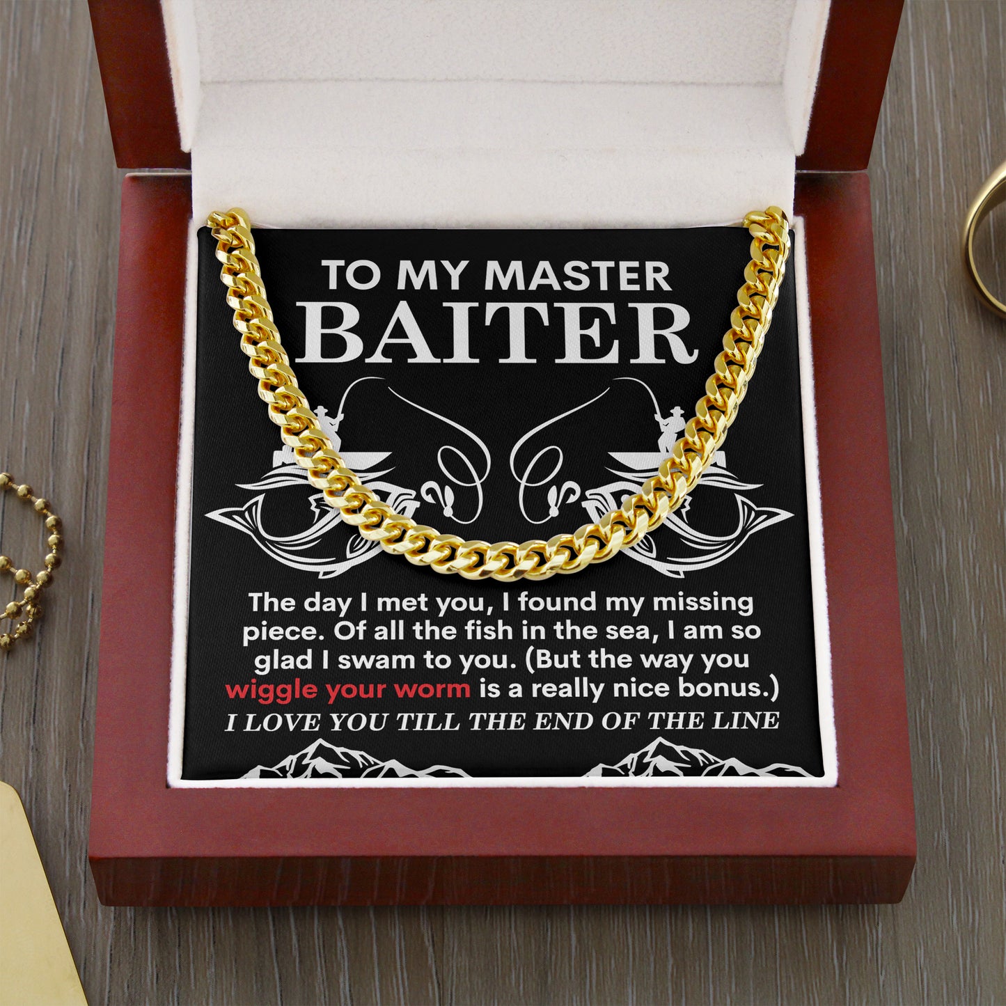 To My Master Baiter, The Day I Met You I Found My Missing Piece, Cuban Link Chain Message Card