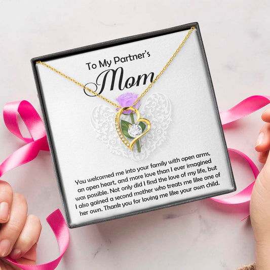 To My Partner's Mom, A Second Mother, Forever Love Heart Necklace