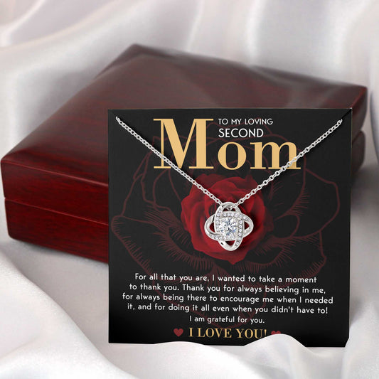 To My Loving Second Mom, I Am Grateful For You, Love Knot Necklace