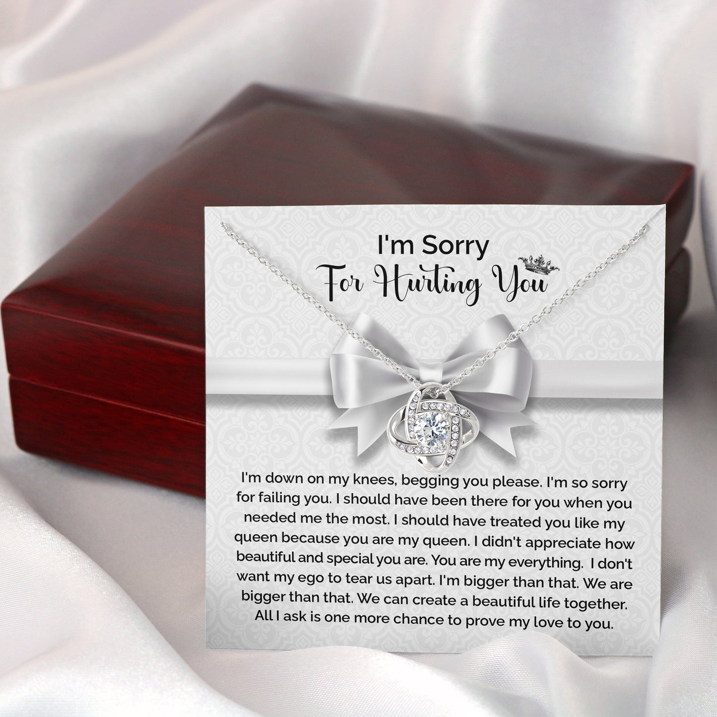 Gift For Her, Im Sorry For Hurting You, I Ask For One More Chance, Love Knot Necklace