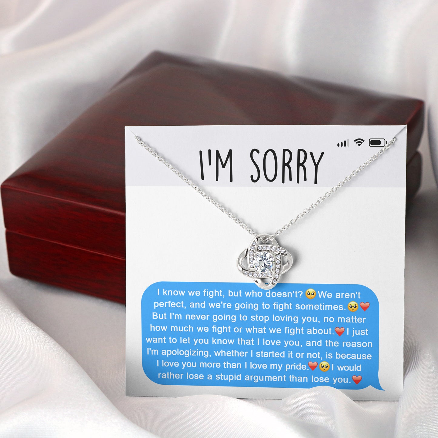 Gift For Her, Im Sorry, I Love You More Than I Love My Pride, Love Knot Necklace