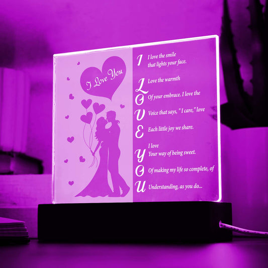 I Love You Because, Square Acrylic Plaque