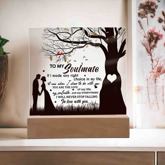 To My Soulmate, I Will Never Stop Falling In Love With You, Square Acrylic Plaque