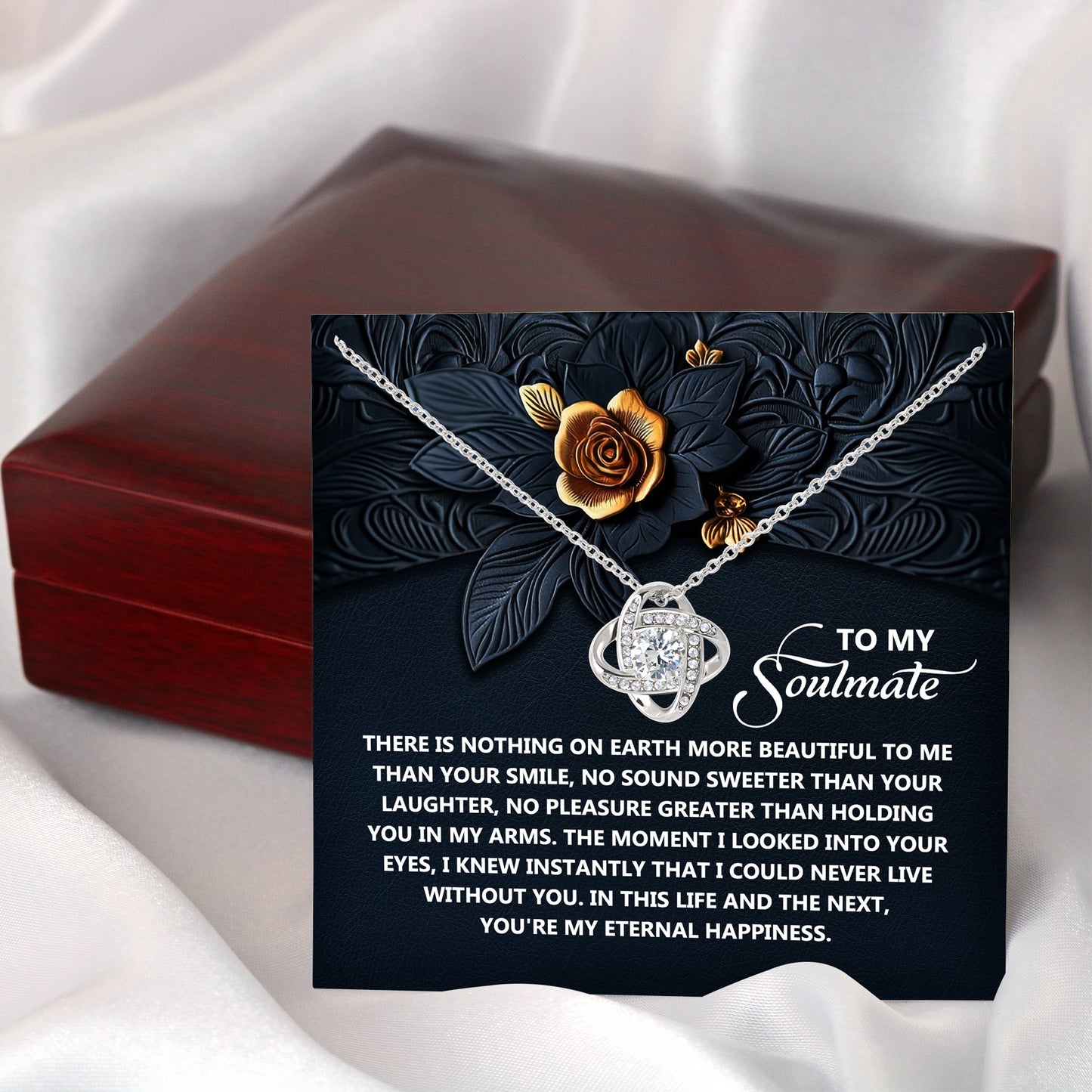 To My Soulmate, I Could Never Live Without You, Love Knot Necklace, Valentines Gift For Her