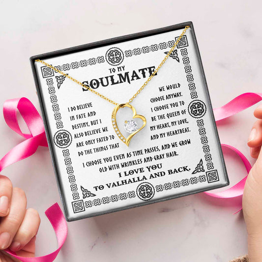 To My Soulmate, I Choose You Even As We Grow Old, Forever Love Heart Necklace Message Card