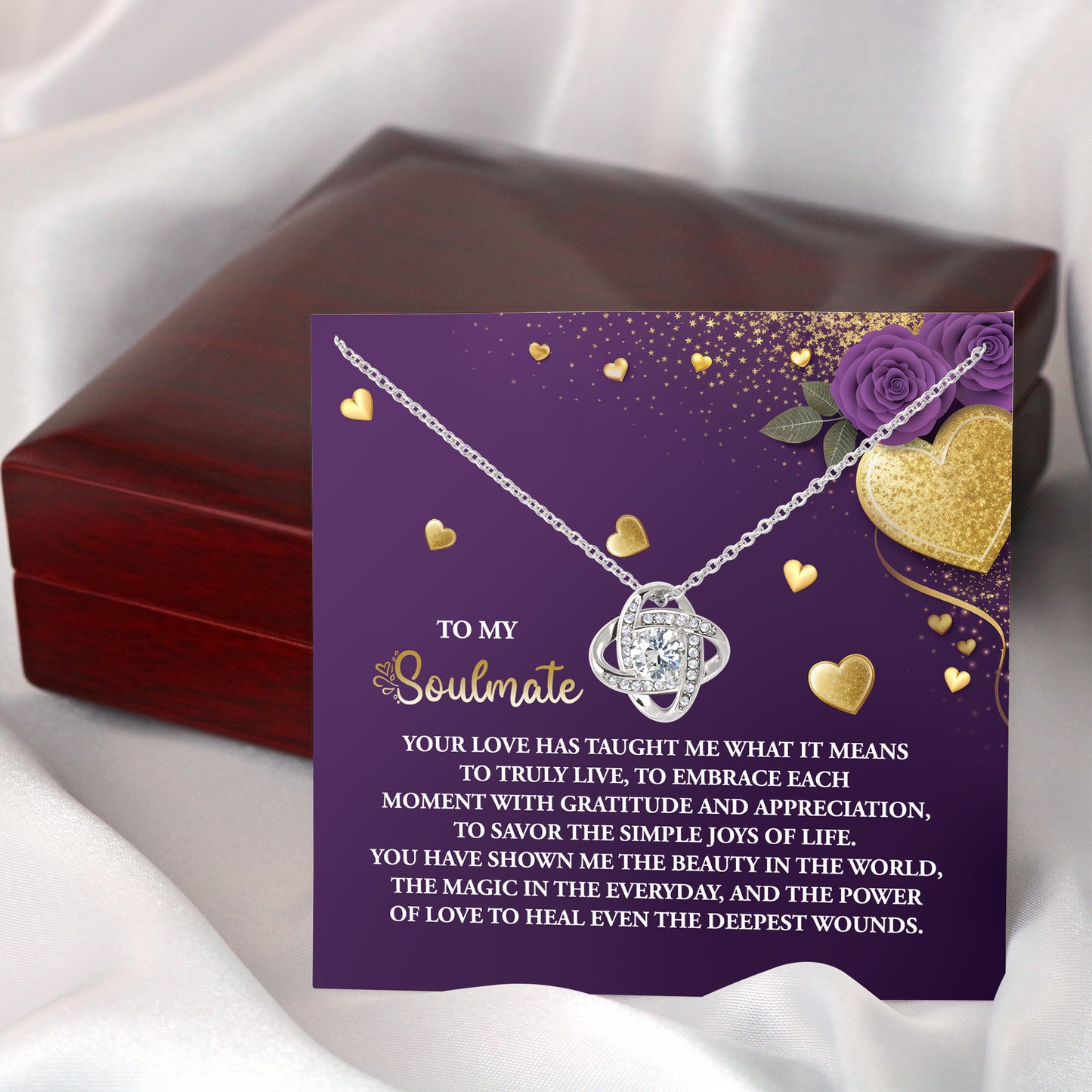 To My Soulmate, You Have Shown Me The Beauty In The World, Love Knot Necklace, Valentines Gift For Her