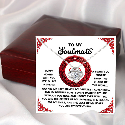 To My Soulmate, I Cant Imagine My Life Without You, Love Knot Necklace, Valentines Gift For Her