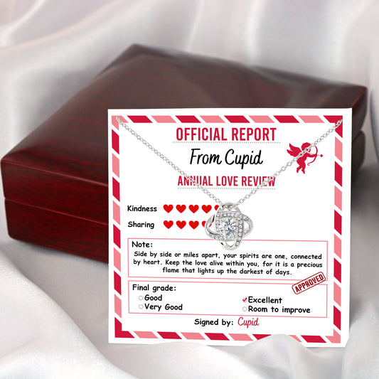 To My Soulmate, Official Report From Cupid - Annual Love Review, Love Knot Necklace, Valentines Gift For Her