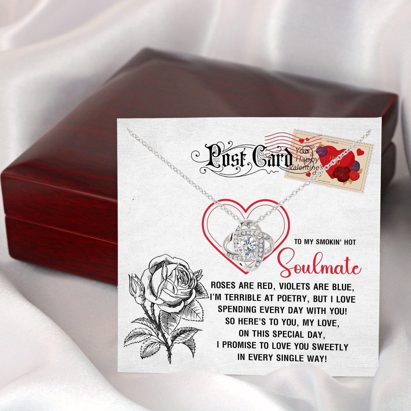 To My Smokin' Hot Soulmate, I Love Spending Every Day With You, Love Knot Necklace, Valentines Gift For Her