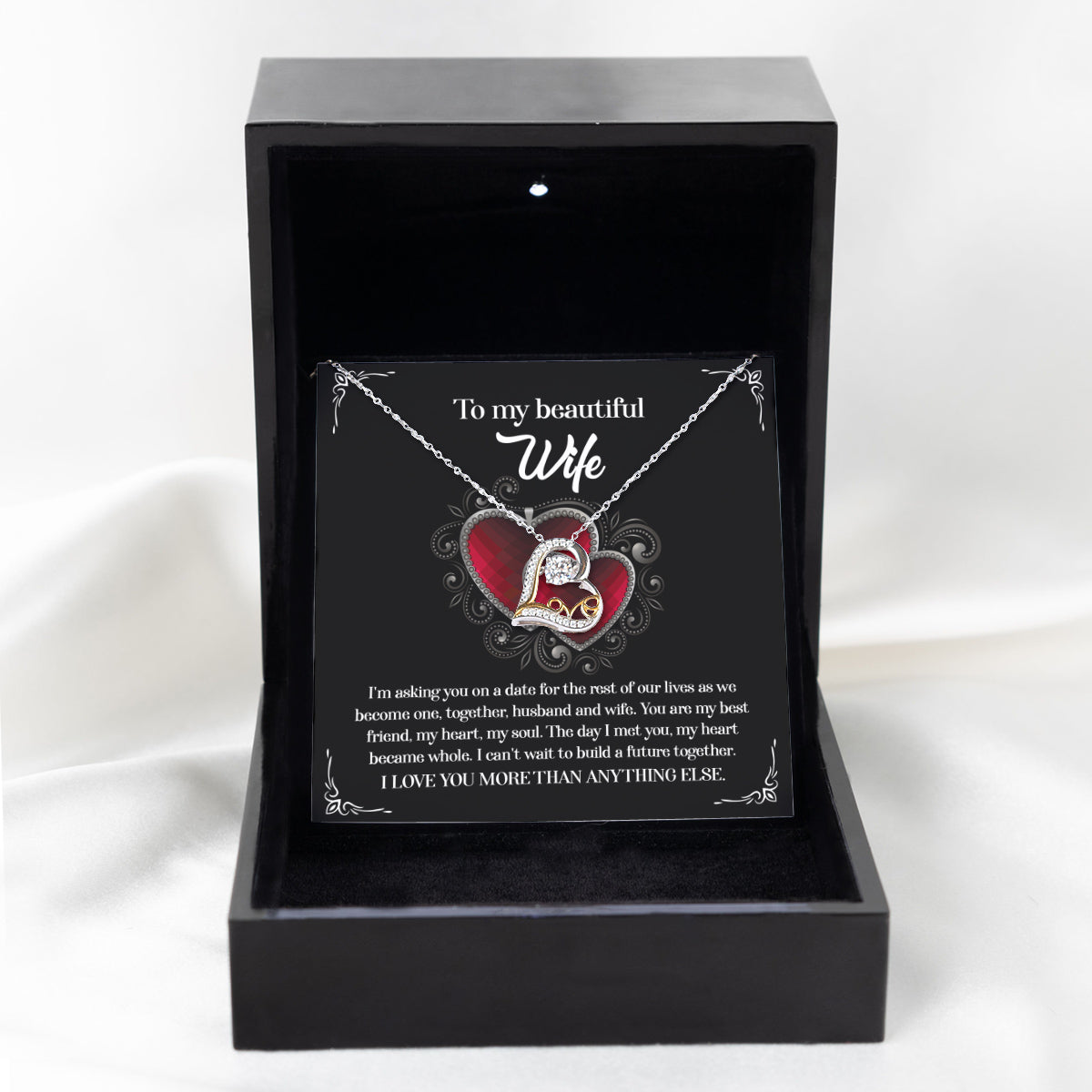 To My Wife, The Day I Met You, My Heart Became Whole, Love Dancing Heart Necklace