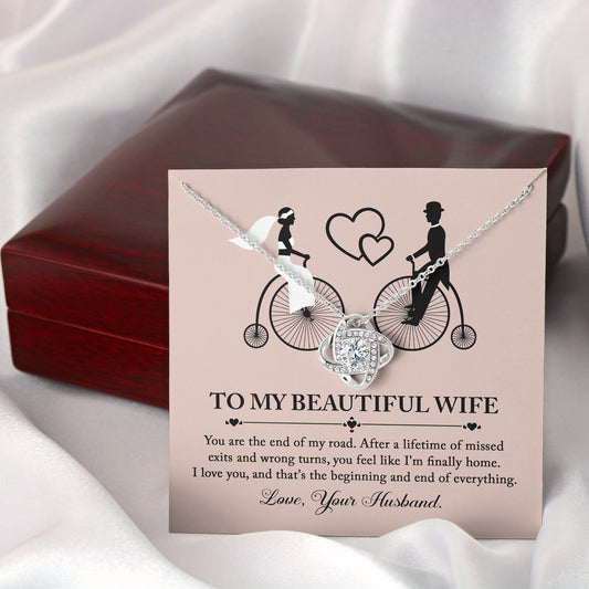 To My Wife, I'm Finally Home, Love Your Husband, Love Knot Necklace