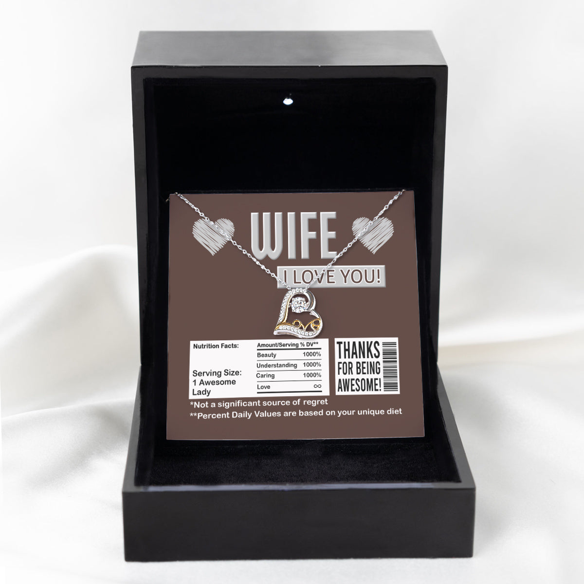 To My Wife, Nutrition Facts, Thanks For Being Awesome, Love Dancing Heart Necklace