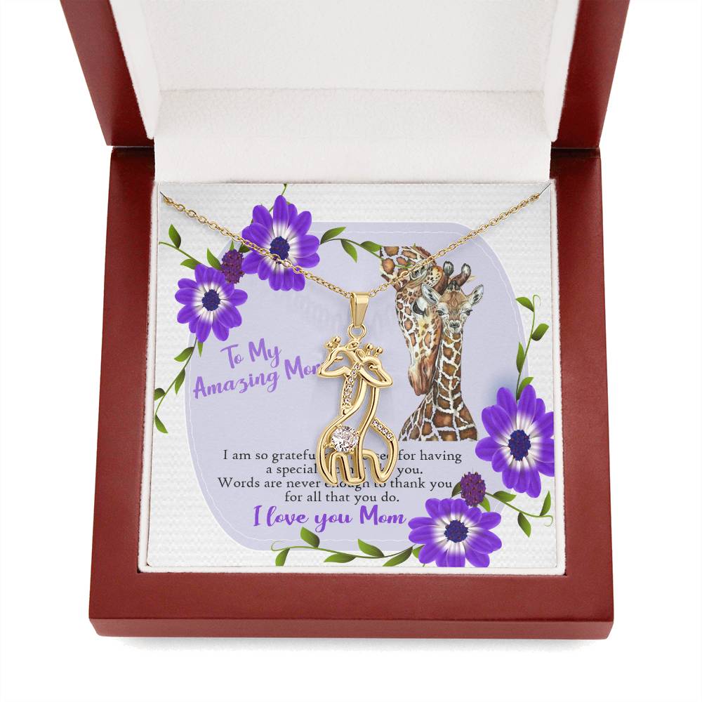 To My Amazing Mom, Giraffe Necklace, Birthday Christmas Gift For Mom