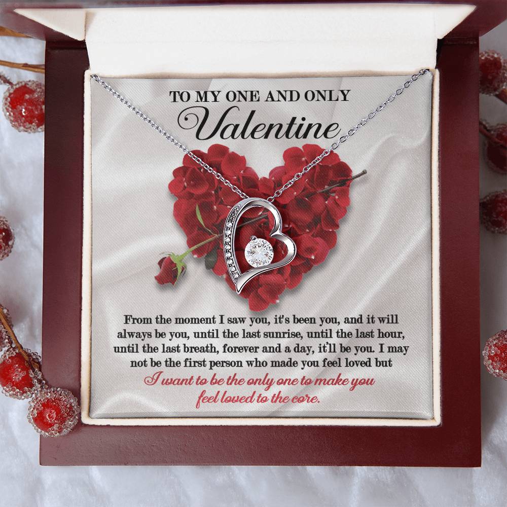 To My One And Only Valentine, Forever Love Heart Necklace Message Card