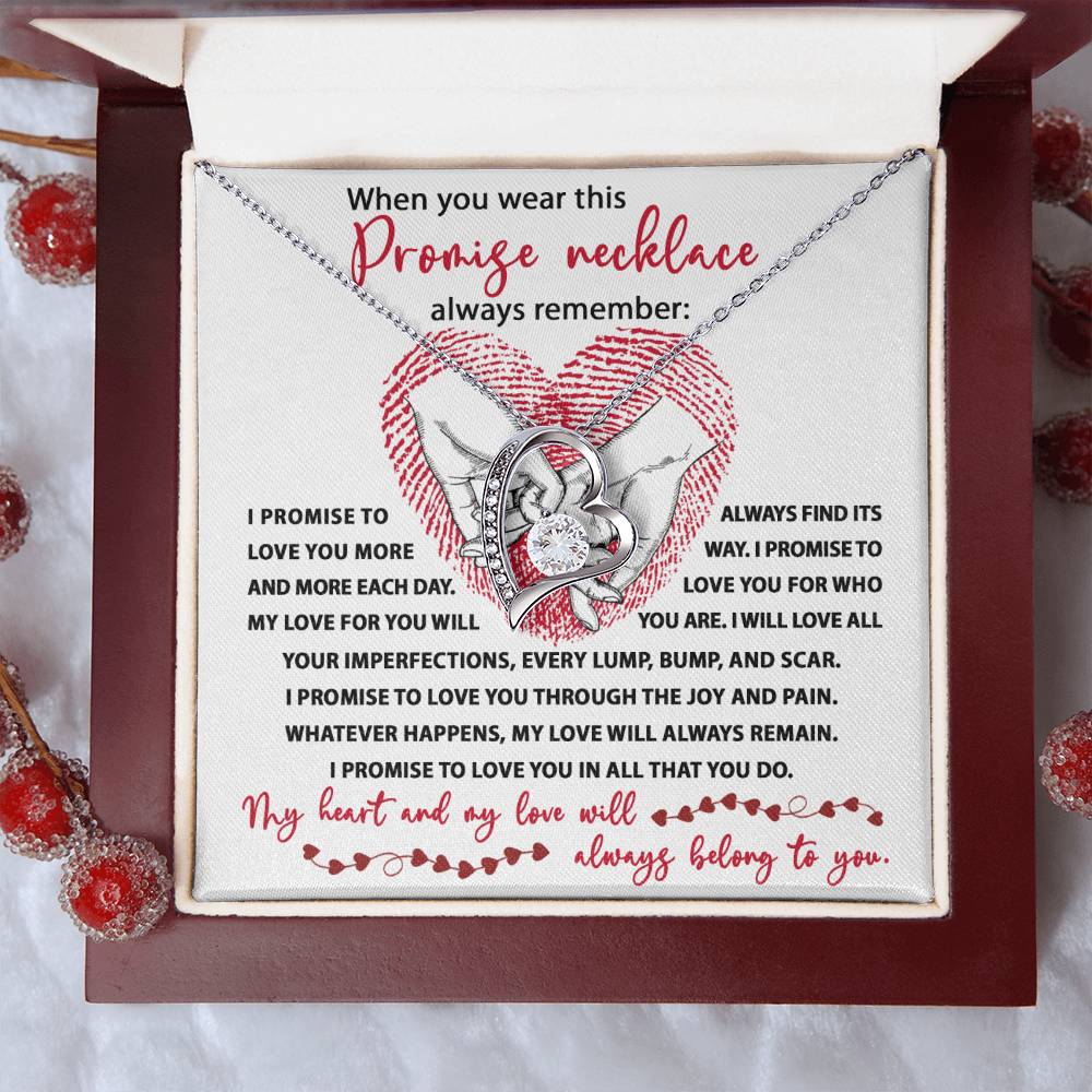 Promise Necklace, My Heart And My Love Will Always Belong To You, Forever Love Heart Necklace Message Card