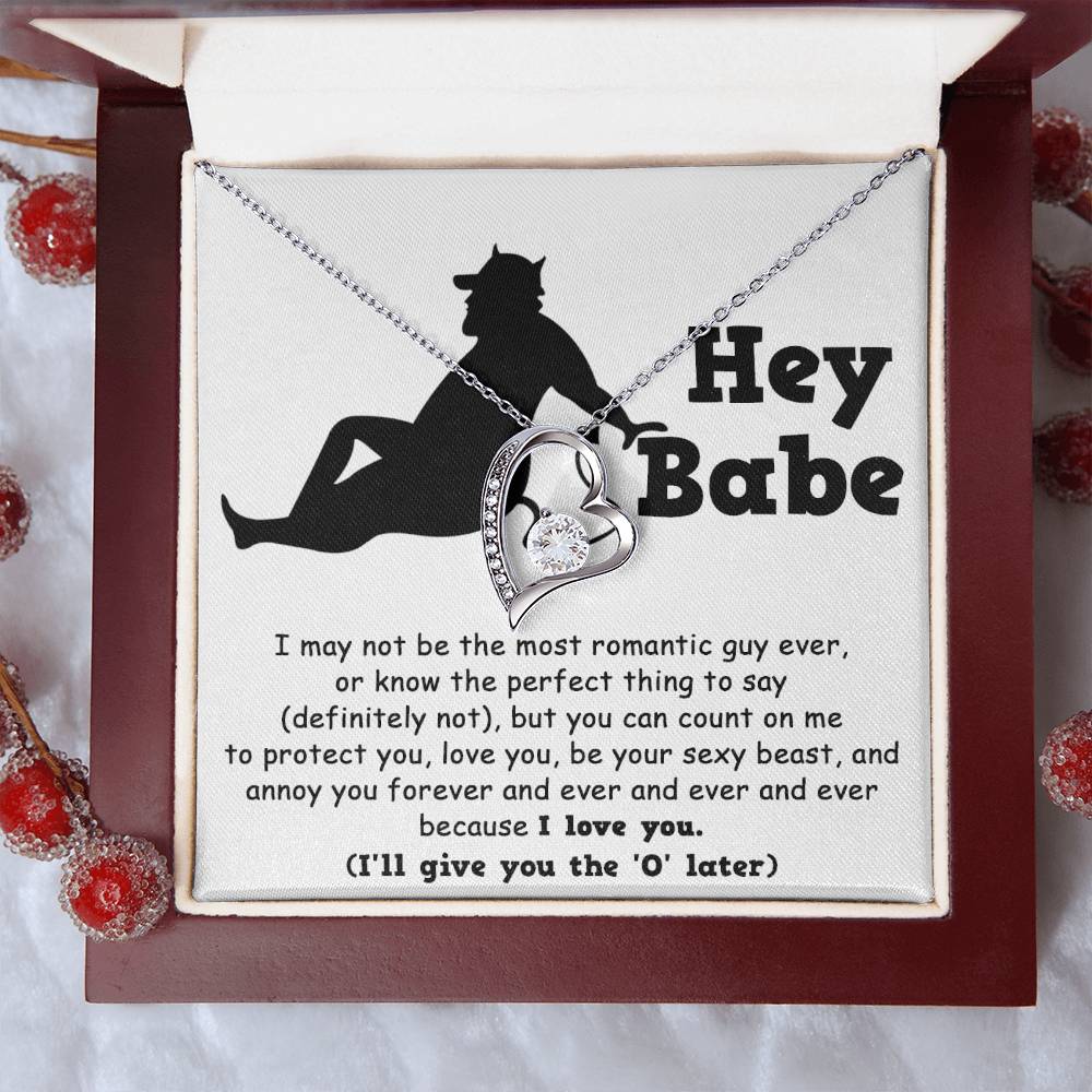 Funny Gift For Her, Not The Most Romantic Guy Ever, Forever Love Heart Necklace Message Card