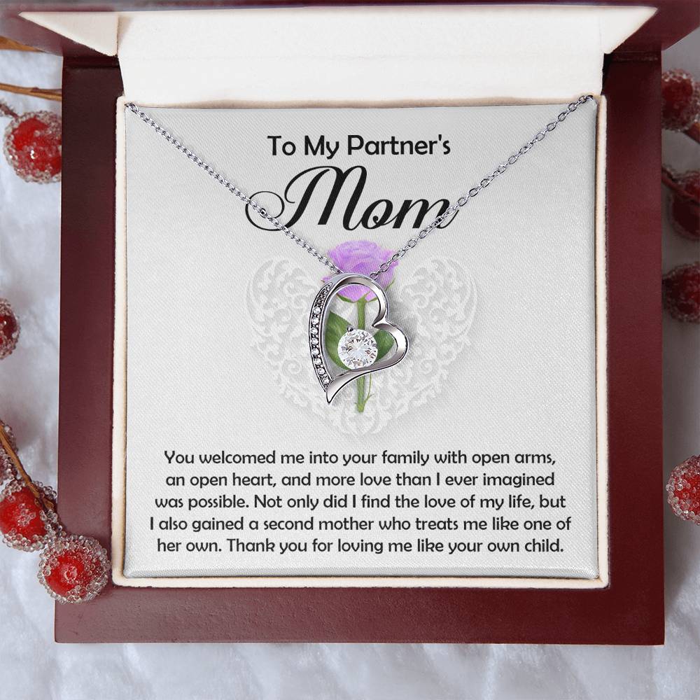 To My Partner's Mom, A Second Mother, Forever Love Heart Necklace