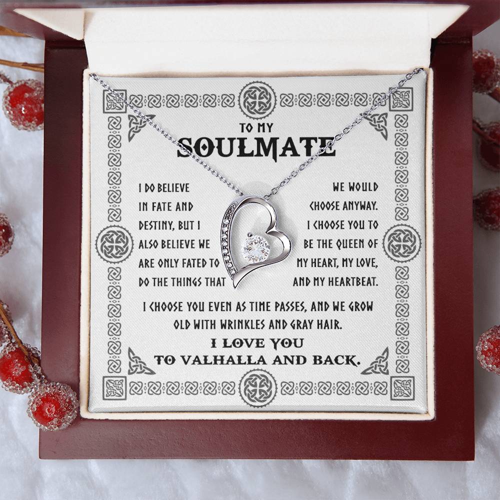 To My Soulmate, I Choose You Even As We Grow Old, Forever Love Heart Necklace Message Card