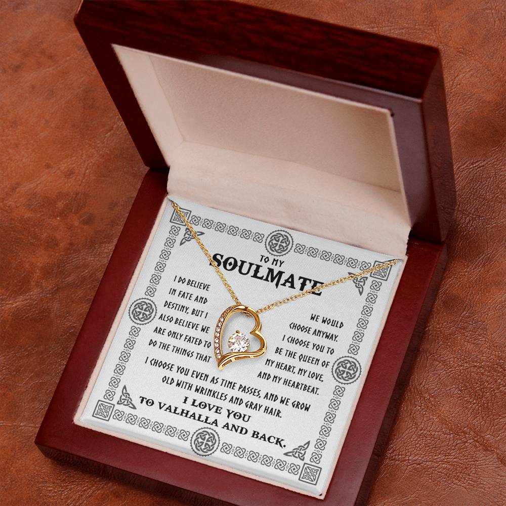 To My Soulmate, I Choose You Even As We Grow Old, Forever Love Heart Necklace Message Card