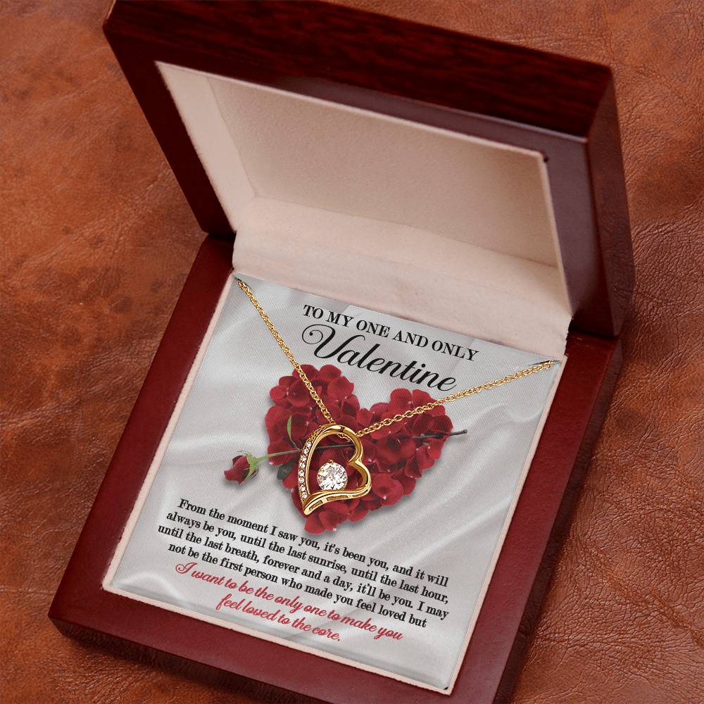 To My One And Only Valentine, Forever Love Heart Necklace Message Card