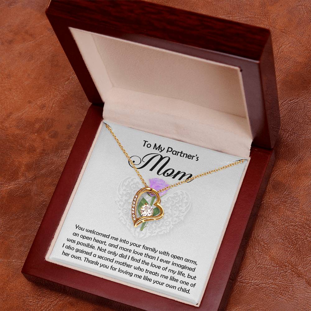 To My Partner's Mom, A Second Mother, Forever Love Heart Necklace